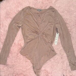 Elegant Beige Long Sleeve Bodysuit
